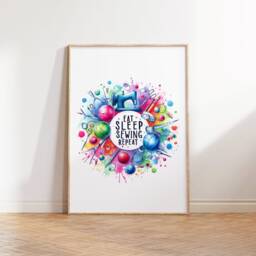 Sewing Wall Art - Set Of 3 Prints - Watercolour Print Picture Posters Craft Room Decor Gift Sew Lover Birthday - thumbnail 3