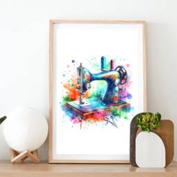 Sewing Wall Art - Set Of 3 Prints - Watercolour Print Picture Posters Craft Room Decor Gift Sew Lover Birthday - thumbnail 2