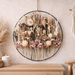 Earthy Wildflower Hoop Wall Decor - Preserved & Dried Flower Arrangement Rustic Boho Style Nature-Inspired Gift - thumbnail 2