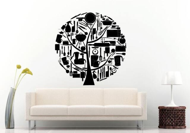 Cooking Indoor Outdoor Food Appliances Tree Kitchen Dining Wall Decal Vinyl Sticker Mural Room Decor L780 - image 1