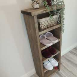 Handmade Rustic Wooden Shoe Cabinet Five Shelves - Many Colours & Sizes - thumbnail 2