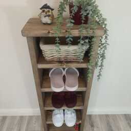 Handmade Rustic Wooden Shoe Cabinet Five Shelves - Many Colours & Sizes - thumbnail 3
