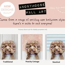 Cockapoo Dog in Hair Curlers Rollers Print, Dog Bathing, Funny Bathroom Animal Toilet Art, Rollers, Bath, Whimsy - thumbnail 2