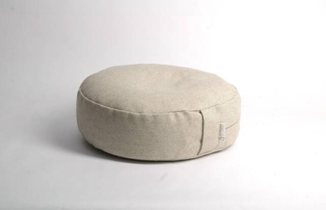 Beige Linen Meditation Cushion, Buckwheat Zafu Floor Pillow - image 1