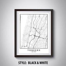 Yonkers Ny Map Poster Vintage Style Office Wall Art - thumbnail 2