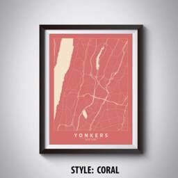 Yonkers Ny Map Poster Vintage Style Office Wall Art - thumbnail 3