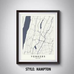 Yonkers Ny Map Poster Vintage Style Office Wall Art - thumbnail 4