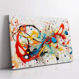 Colorful Paint Splash Abstract Oil Painting Splatter Style Wall Art, Framed Canvas Poster Print, Home Kitchen Office Room Decor, Gifts - thumbnail 2