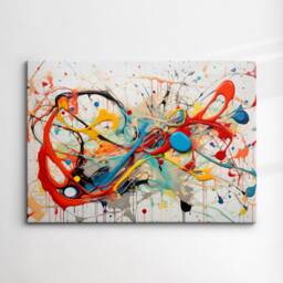 Colorful Paint Splash Abstract Oil Painting Splatter Style Wall Art, Framed Canvas Poster Print, Home Kitchen Office Room Decor, Gifts - thumbnail 3
