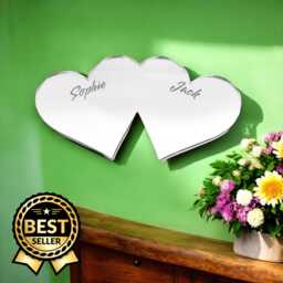 Love Hearts Acrylic Mirror Personalized Engraved Wall Decor