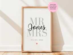 Personalised Wedding Print, Custom Names Wall Art Gift, Home Keepsake, A4 A5 Glossy Finish, Gift - thumbnail 1