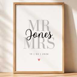 Personalised Wedding Print, Custom Names Wall Art Gift, Home Keepsake, A4 A5 Glossy Finish, Gift - thumbnail 2