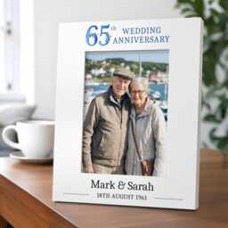 Personalised 65Th Anniversary Gifts For Parents - Blue Sapphire Photo Frame