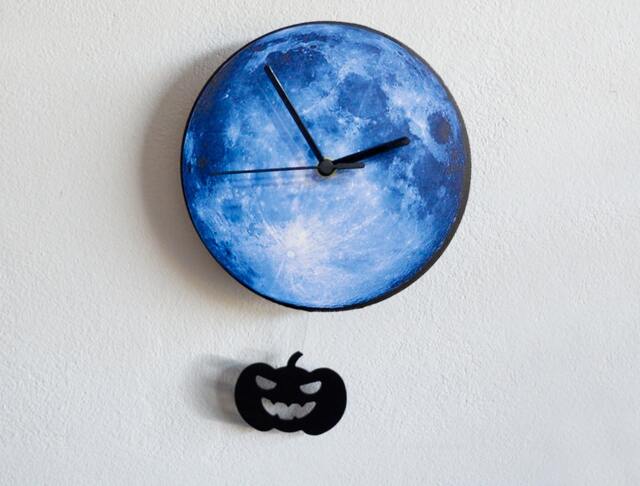 Halloween Pumpkin Swinging On The Moon - Wall Clock With Pendulum Clock Unique Decor Gift Idea - image 1