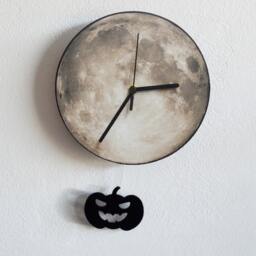 Halloween Pumpkin Swinging On The Moon - Wall Clock With Pendulum Clock Unique Decor Gift Idea - thumbnail 2