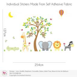 Jungle Animals Nursery Wall Decals Safari Mural With Giraffe, Elephant - thumbnail 2