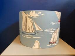 Nautical Sailboats Lampshade, Ocean Boat Decor, Coastal Home Accent - thumbnail 1