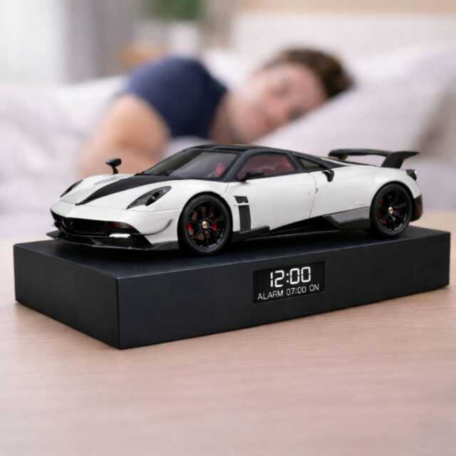 Pagani Huayra Car Alarm Clock - Realistic Engine Sound, Steam Effect, White Edition - image 1