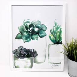 Succulent Art Print - 2, Gallery Wall, Home Decor, Simple, Painting 11x14 - thumbnail 2