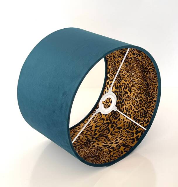 New Luxury Hq Double Sided Teal Velvet & Leopard Print Brown Combination Lamp Shade Pendant Light - image 1