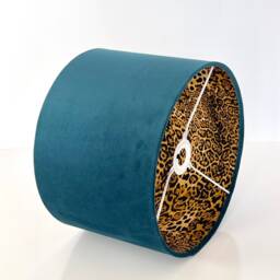 New Luxury Hq Double Sided Teal Velvet & Leopard Print Brown Combination Lamp Shade Pendant Light - thumbnail 2