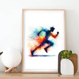 Home Gym Decor Print - Set Of 3 Posters - Watercolour Mens Running Poster Fitness Wall Art Pictures Artwork - thumbnail 2
