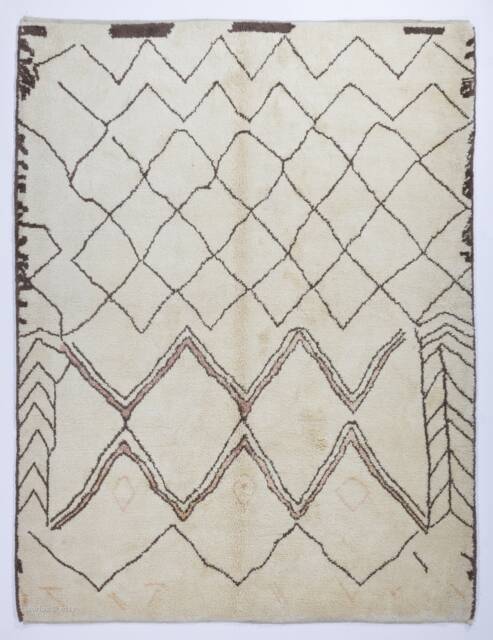 Handmade Beige Berber Rug Moroccan Atlas Design, 8x10 - image 1