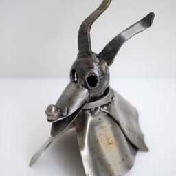 Recycled Metal Christmas Dog Sculpture, Handmade Auto Part Art, Wow Gift For This Valentine - thumbnail 2