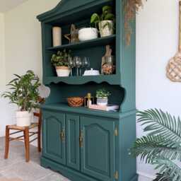 Kitchen Welsh Dresser, Painted Colourful Dark Green - thumbnail 4
