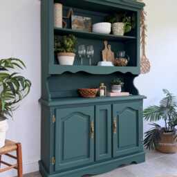 Kitchen Welsh Dresser, Painted Colourful Dark Green - thumbnail 2
