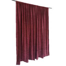 Custom Maroon Velvet Curtain 108 Inch High Long Panel Drapes Nfpa 701 Fire Treated Industry Standard Trade Show Expo Exhibit Event Drapery - thumbnail 2