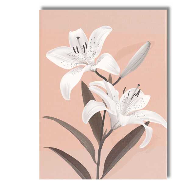 Soft Blush White Lily Floral Botanical Artwork Canvas Wall Art Print Decor Picture Ready To Hang - image 1