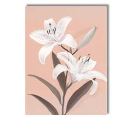 Soft Blush White Lily Floral Botanical Artwork Canvas Wall Art Print Decor Picture Ready To Hang - thumbnail 1