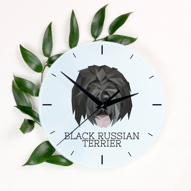 A Clock With A Black Russian Terrier Dog. New Collection The Geometric Dog - image 1