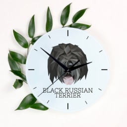 A Clock With A Black Russian Terrier Dog. New Collection The Geometric Dog