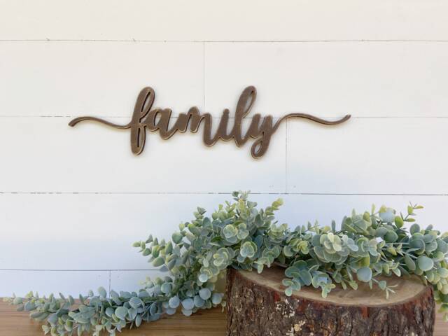Wooden Family Sign Laser Cut Wood Letters, Gallery Wall Art - image 1