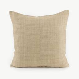 Handwoven Hmong Hemp Pillow Cover - Rustic Neutral Throw Cushion - thumbnail 1
