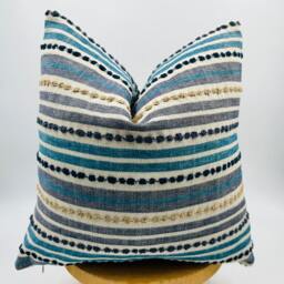 Boho Striped Throw Pillow Cover 18x18 Blue White Textured Cushion Case For Couch Sofa Bed Modern Rustic Farmhouse Home Decor Halloween Gift - thumbnail 4