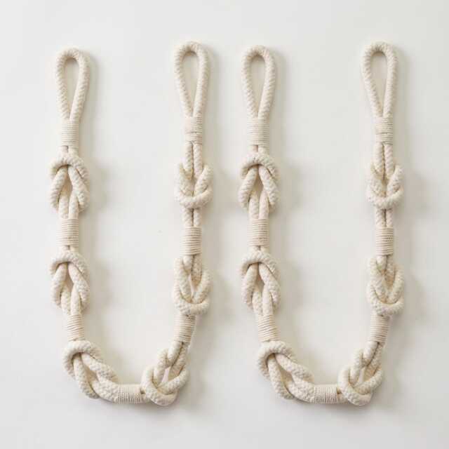 2x Modern Shanklin Coastal Tieback - Cotton/Jute 850mm Embrace Rope Pair - image 1