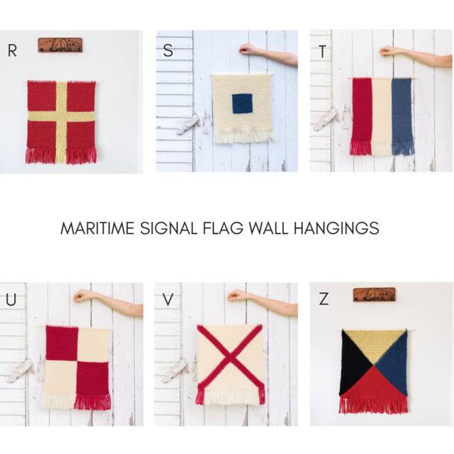 Hand Knit Wool Maritime Signal Flag Wall Hanging Nautical Decor - image 1