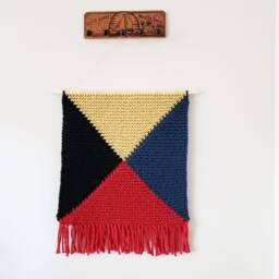 Hand Knit Wool Maritime Signal Flag Wall Hanging Nautical Decor - thumbnail 4