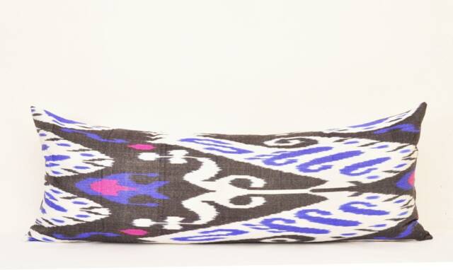 Black Ikat Long Lumbar Pillow Cover, Home Decor - image 1