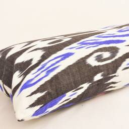 Black Ikat Long Lumbar Pillow Cover, Home Decor - thumbnail 3