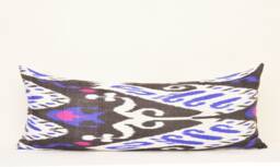 Black Ikat Long Lumbar Pillow Cover, Home Decor - thumbnail 1