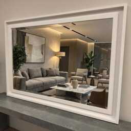 Large White Solid Wood Mirror Contemporary Design Stepped Frame Hockney Wood - Choice Of Size Premium Quality Free P&p - thumbnail 2