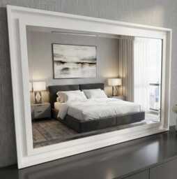Large White Solid Wood Mirror Contemporary Design Stepped Frame Hockney Wood - Choice Of Size Premium Quality Free P&p - thumbnail 1