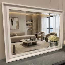 Large White Solid Wood Mirror Contemporary Design Stepped Frame Hockney Wood - Choice Of Size Premium Quality Free P&p - thumbnail 3
