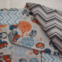 Woodland Baby Blanket & Burp Cloth Set, Raccoon, Owl, Bear, Fox, Boy Blanket, Flannel Boy - thumbnail 3