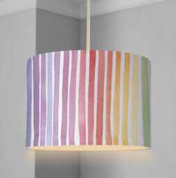 Lampshade - Nursery Stripes Rainbow Watercolour, Lampshade Or Table Lampshade Childrens Room Round - thumbnail 1