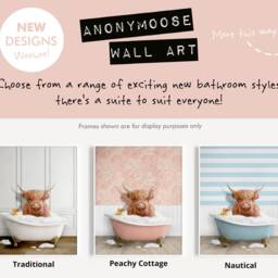Scottish Highland Cattle in A Bathtub Print, Cow Bathing, Funny Bathroom Print, Animal Bathtub, Highland Tub Whimsy - thumbnail 2